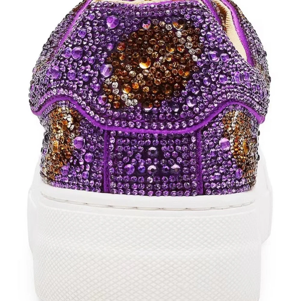 Blue by Betsey Johnson Sidny Football Print Rhinestone Platform Sneakers - Picture 6 of 6